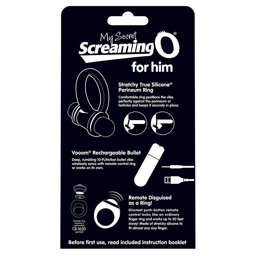 Screaming O My Secret Bullet and Ring for Him-Black
