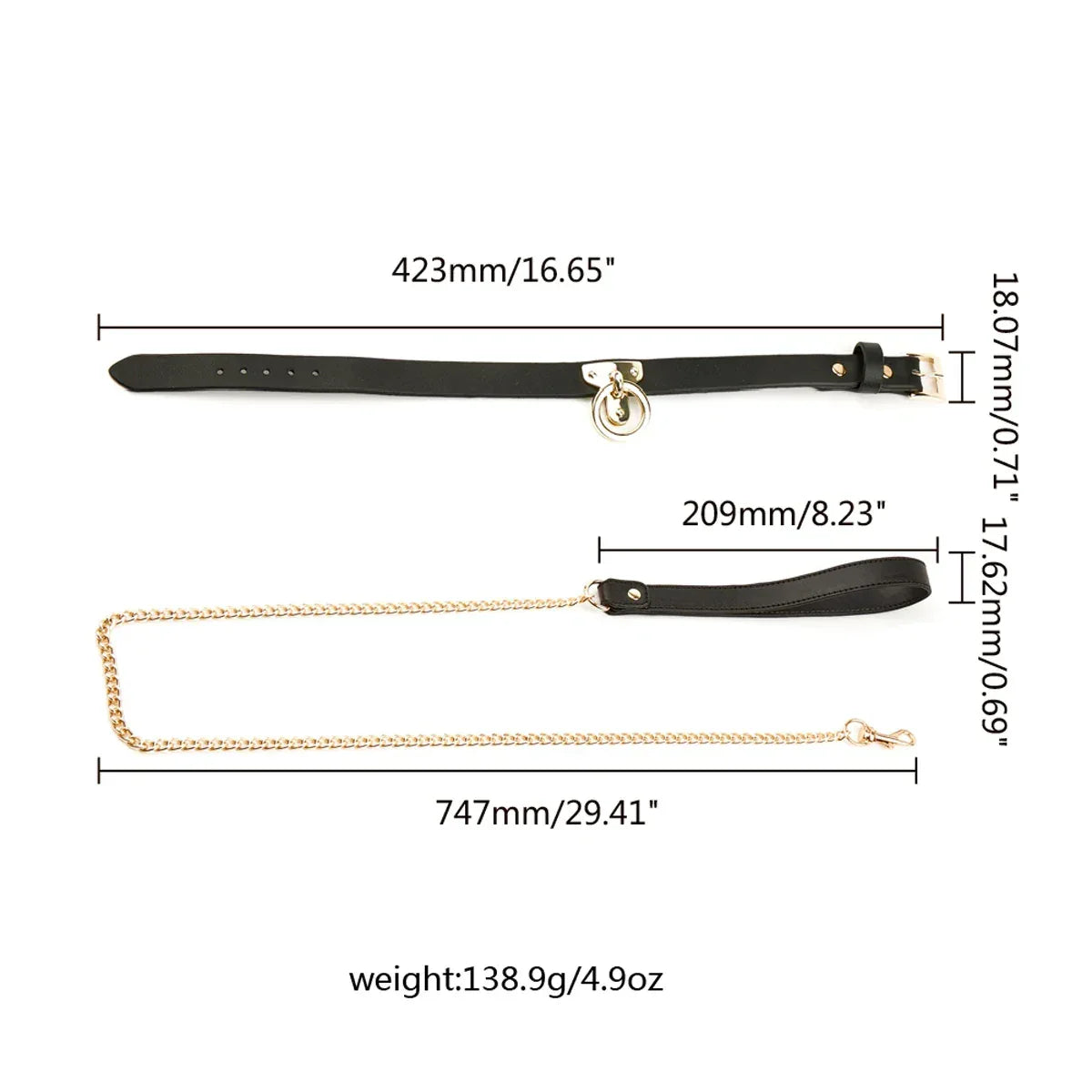 Black PU Leather Collar & Leash - Puppy's Aesthetics