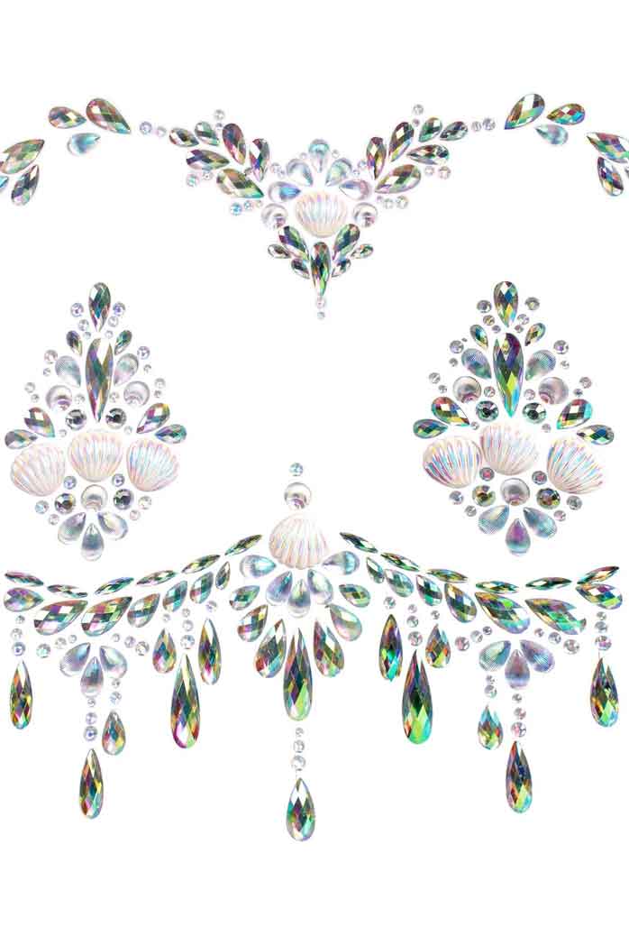 USA Only - Siren Adhesive Body Jewels Sticker - Clear (One Size)