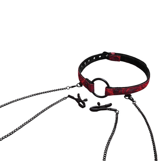 Secret Kisses Rosegasm Open Mouth Gag with Removeable Nipple Clips