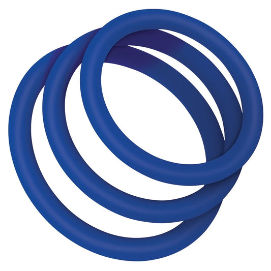 Zolo Stretchy Silicone Cock Ring Pack of 3-Blue