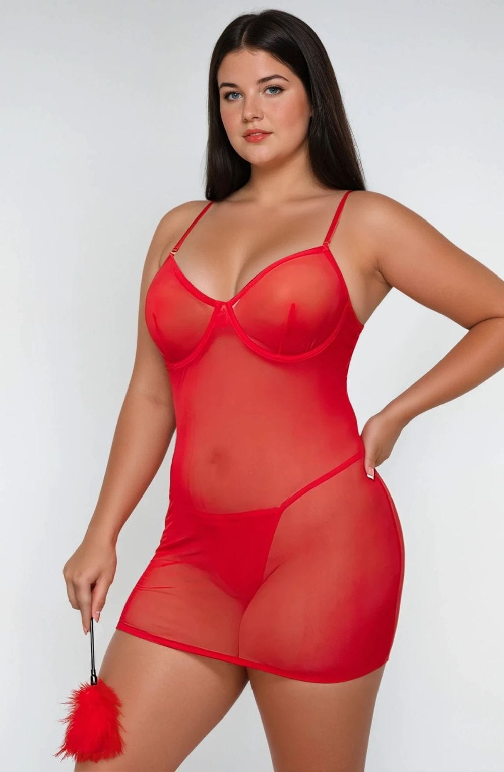 Mesh Lingerie Set (Red) Up to 4XL