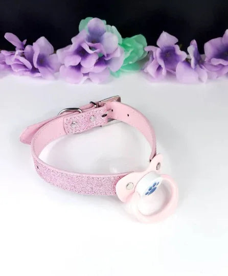 Blue Paw Glitter Pink Pacifier Gag - Puppy's Aesthetics
