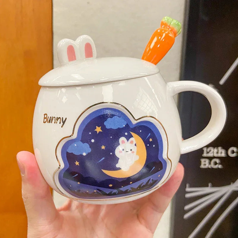 Bunny Brew Ceramic Mug – With Carrot Lid - Puppy's Aesthetics