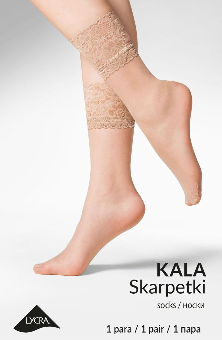 Kala Patterned Lace Top Socks (Black)