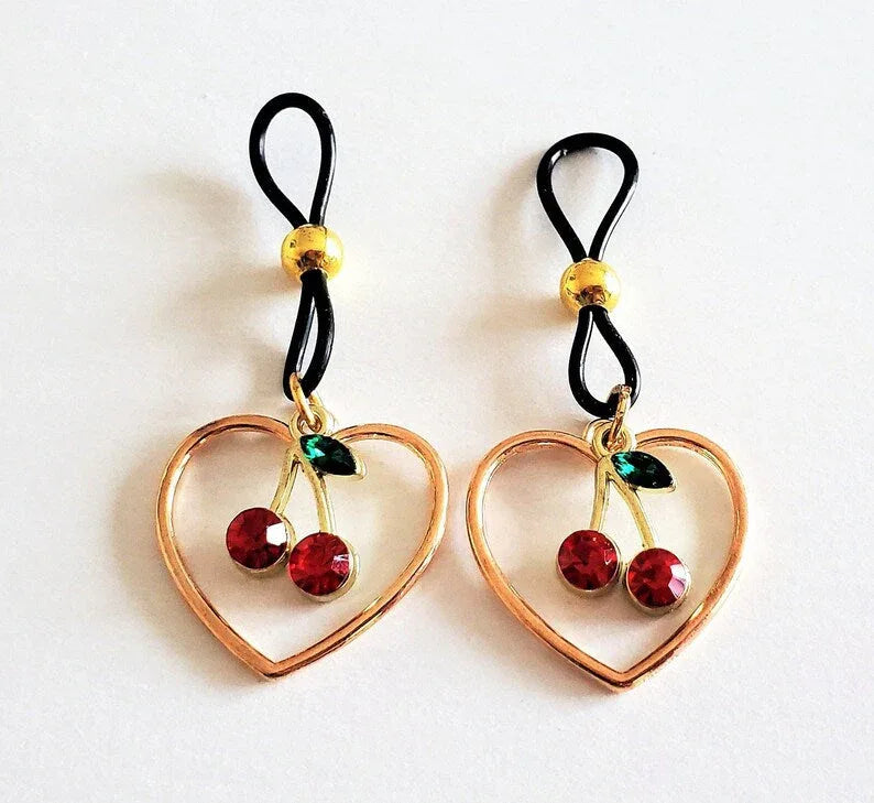 Cherry Heart Non-Pierced Nipple Ring - Puppy's Aesthetics