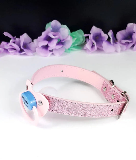 Little One Pink Glitter Pacifier Gag - Puppy's Aesthetics