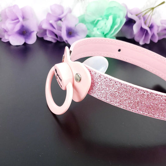 Quiet Time Pink Glitter Pacifier Gag - Puppy's Aesthetics