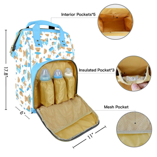 Cozy Blue Bear Large Diaper Bag - Puppy's Aesthetics