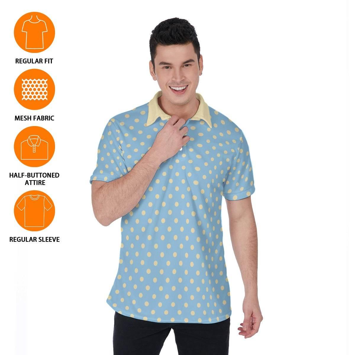 Blue Polka Dot Polo Shirt - Puppy's Aesthetics