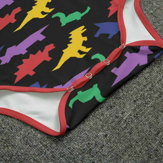 Colorful Lil Dinos Black Adult Unisex CuddleSuit - Puppy's Aesthetics