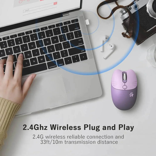 Kawaii Cat Ear Wireless Gaming Mouse - Puppy's Aesthetics