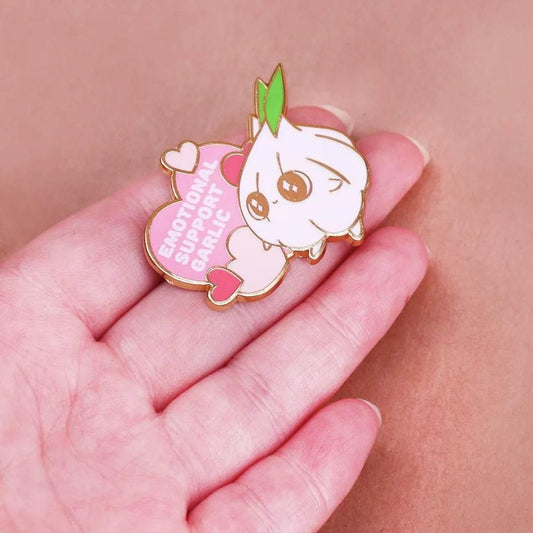 Emotional Support Garlic Enamel Pin - Puppy's Aesthetics