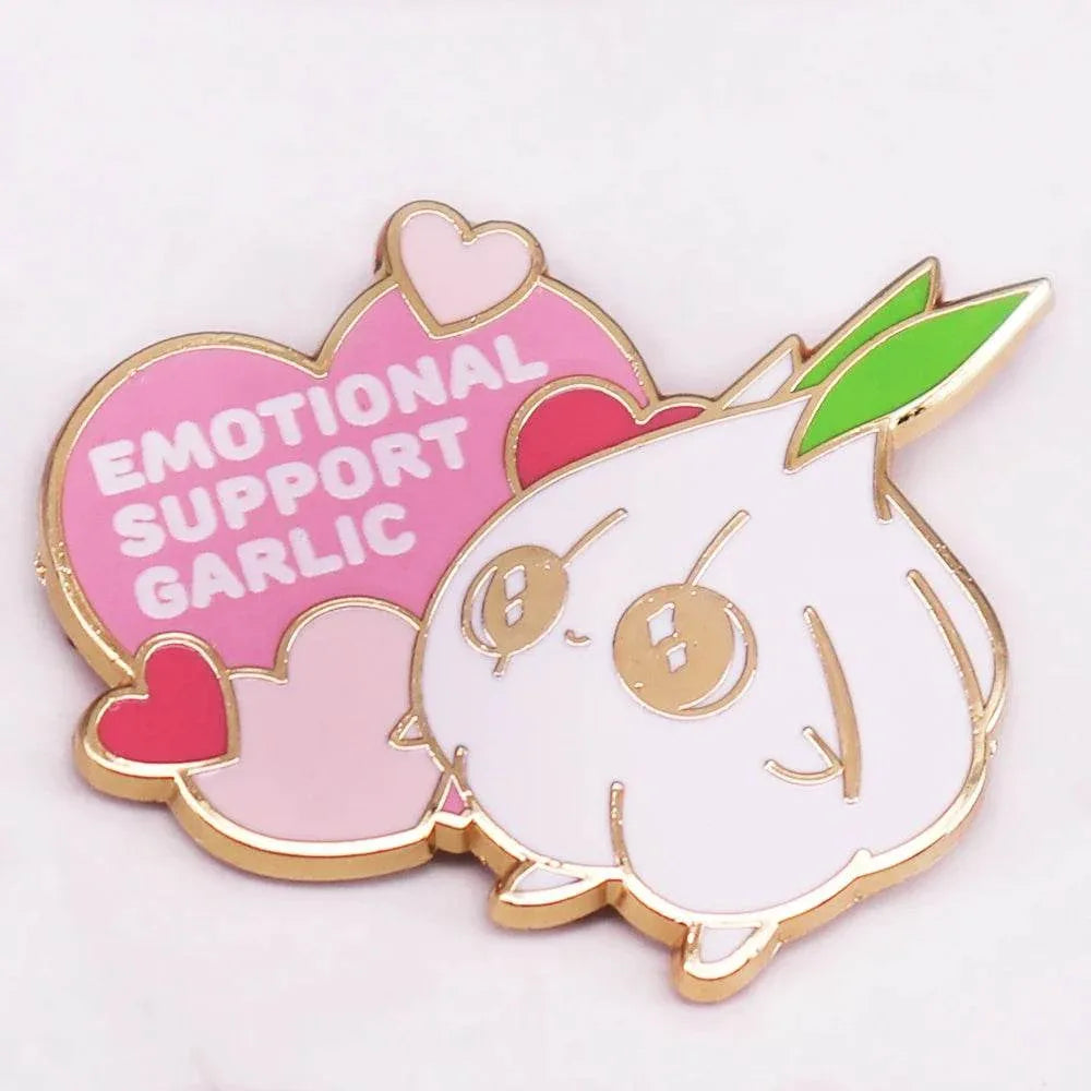 Emotional Support Garlic Enamel Pin - Puppy's Aesthetics