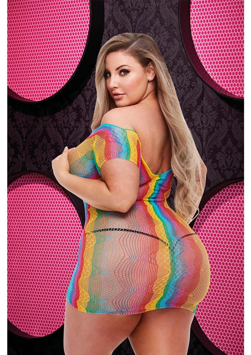 Rainbow Jacquard Mini Dress