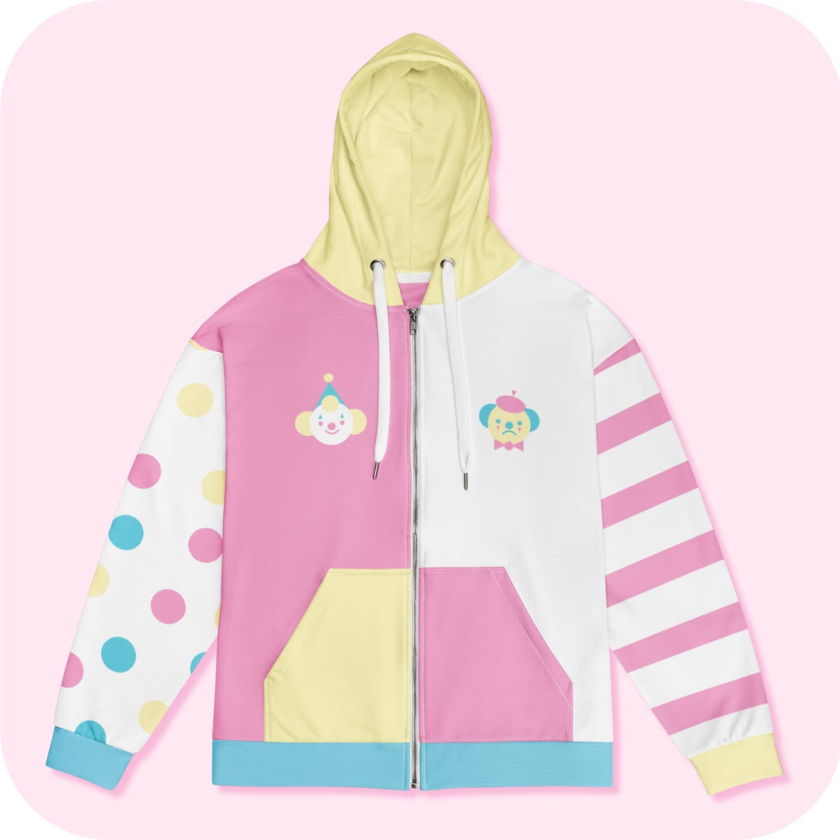 Pastel Clown vs Mime Candy Colors Unisex Zip Hoodie