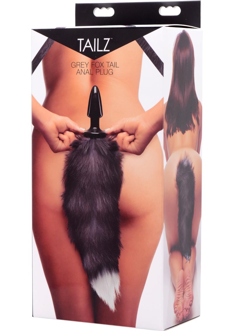 Grey Fox Tail Anal Plug Faux Fur Animal Play