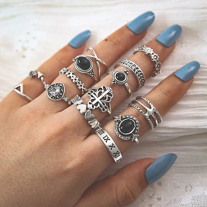 Silver Gothic Ring Set 6105