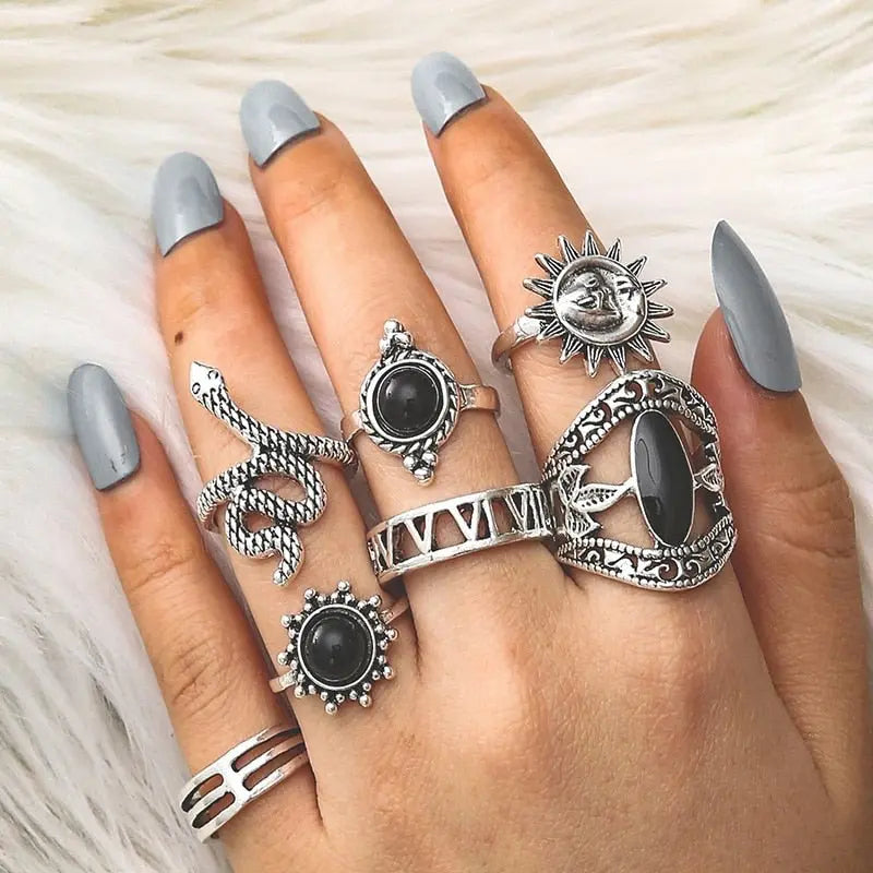 Silver Gothic Ring Set 6103