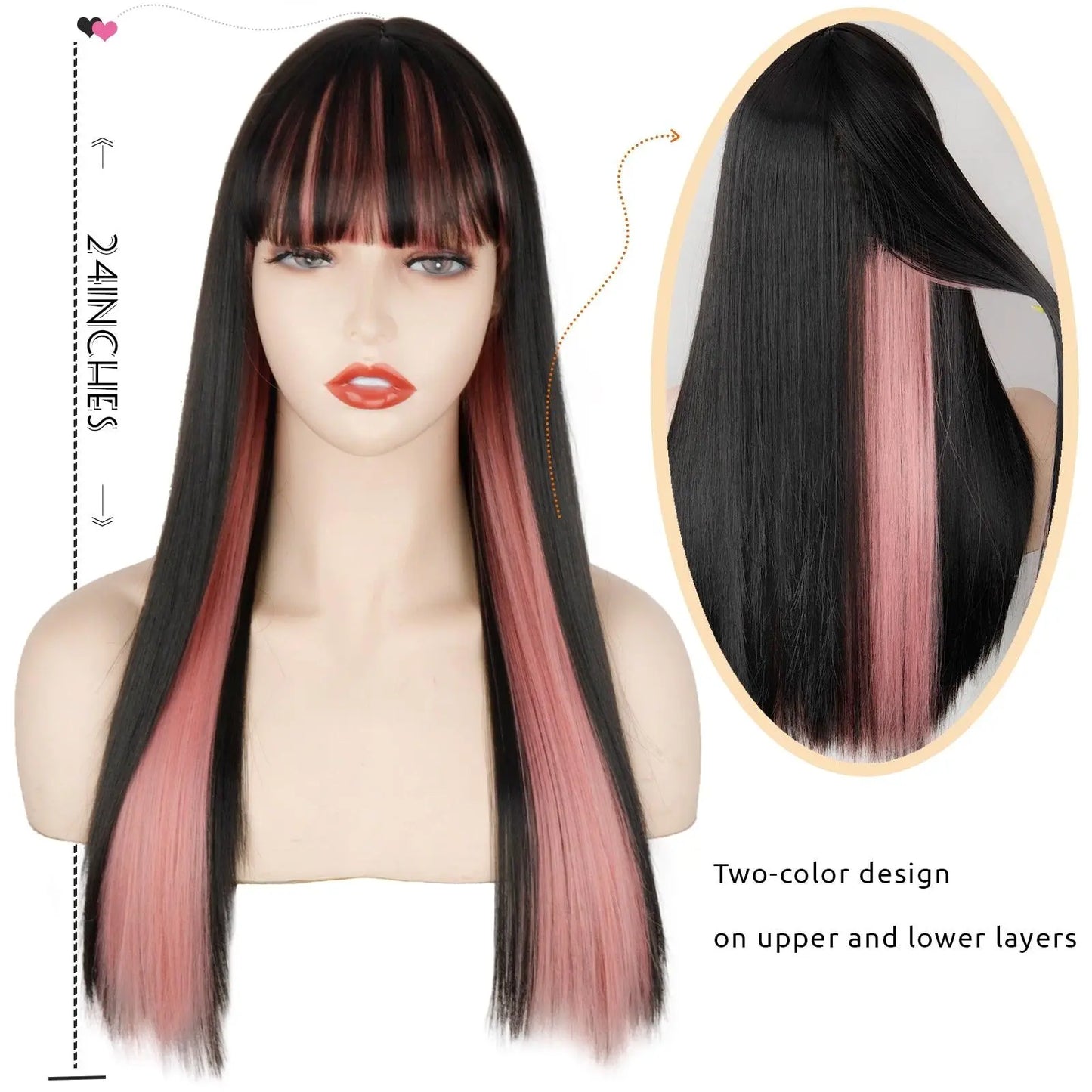 Pink and Black Wig