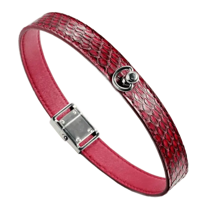 Snake Red Leather BDSM Collar Red