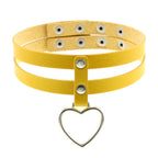PU Leather Heart Pendant Collar (Colors) - Puppy's Aesthetics