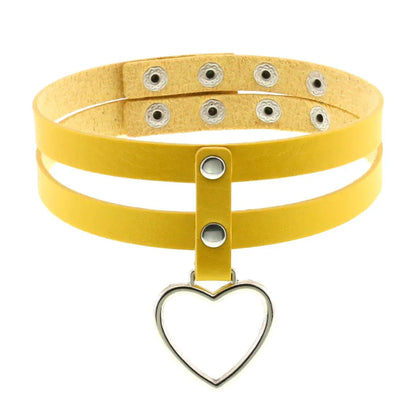 PU Leather Heart Pendant Collar (Colors) - Puppy's Aesthetics