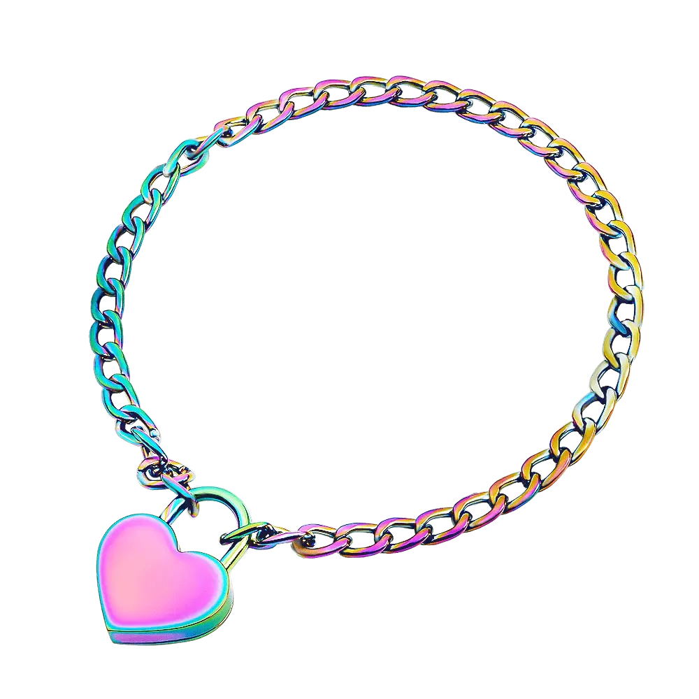 Rainbow Metal Lock Collar + Key (Colors) Rainbow