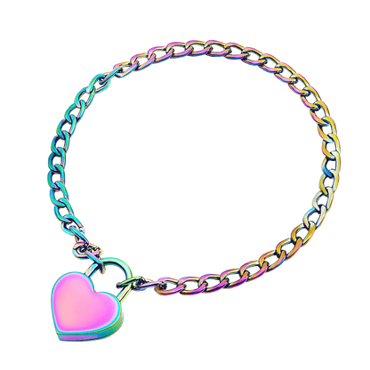 Rainbow Metal Lock Collar + Key (Colors) Rainbow