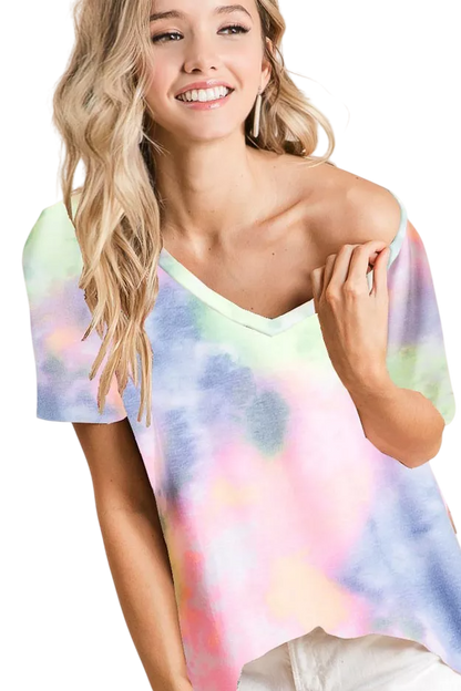 Sunfade Tie-Dye V-Neck Tee