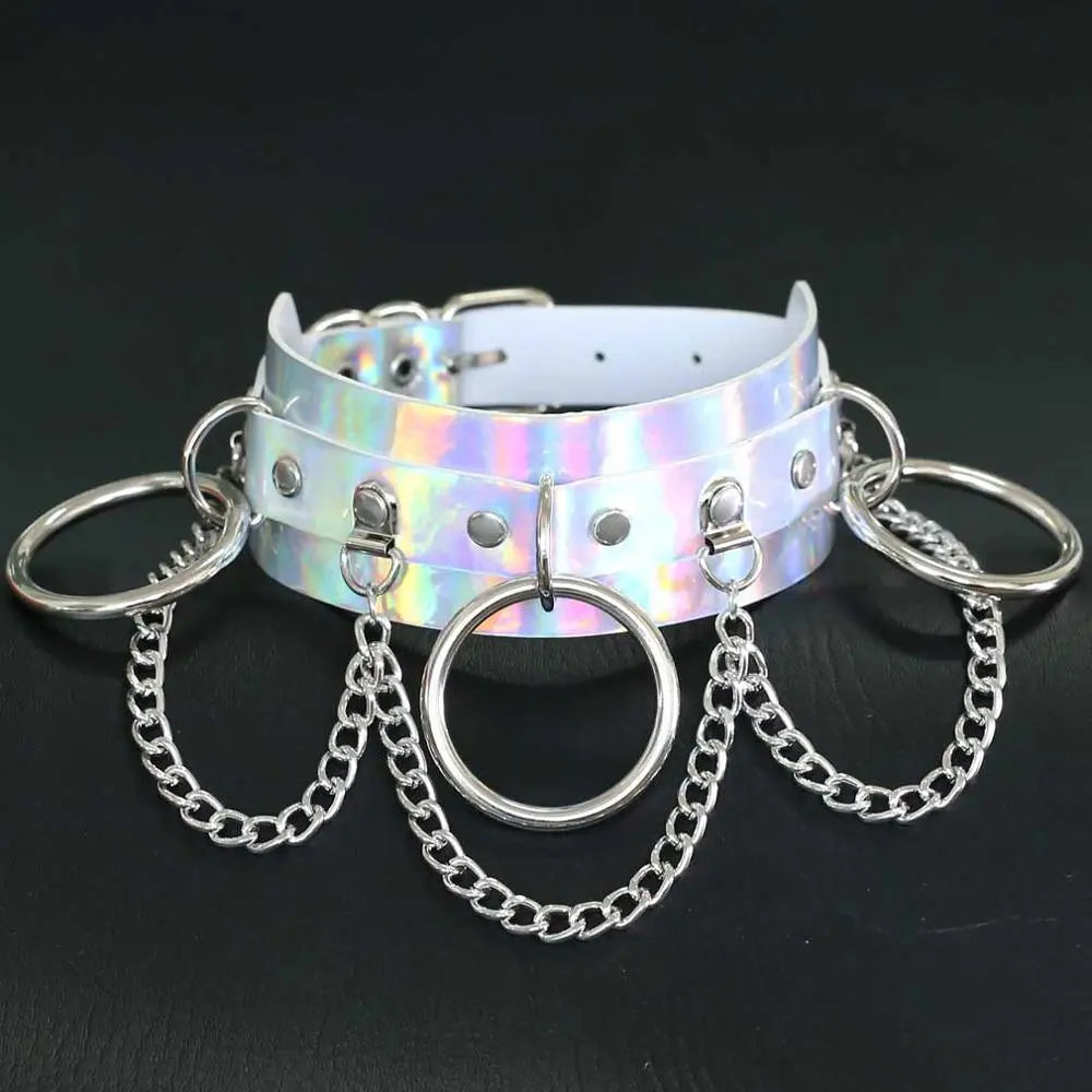 Sexy BDSM Holographic Collar Chains white-05
