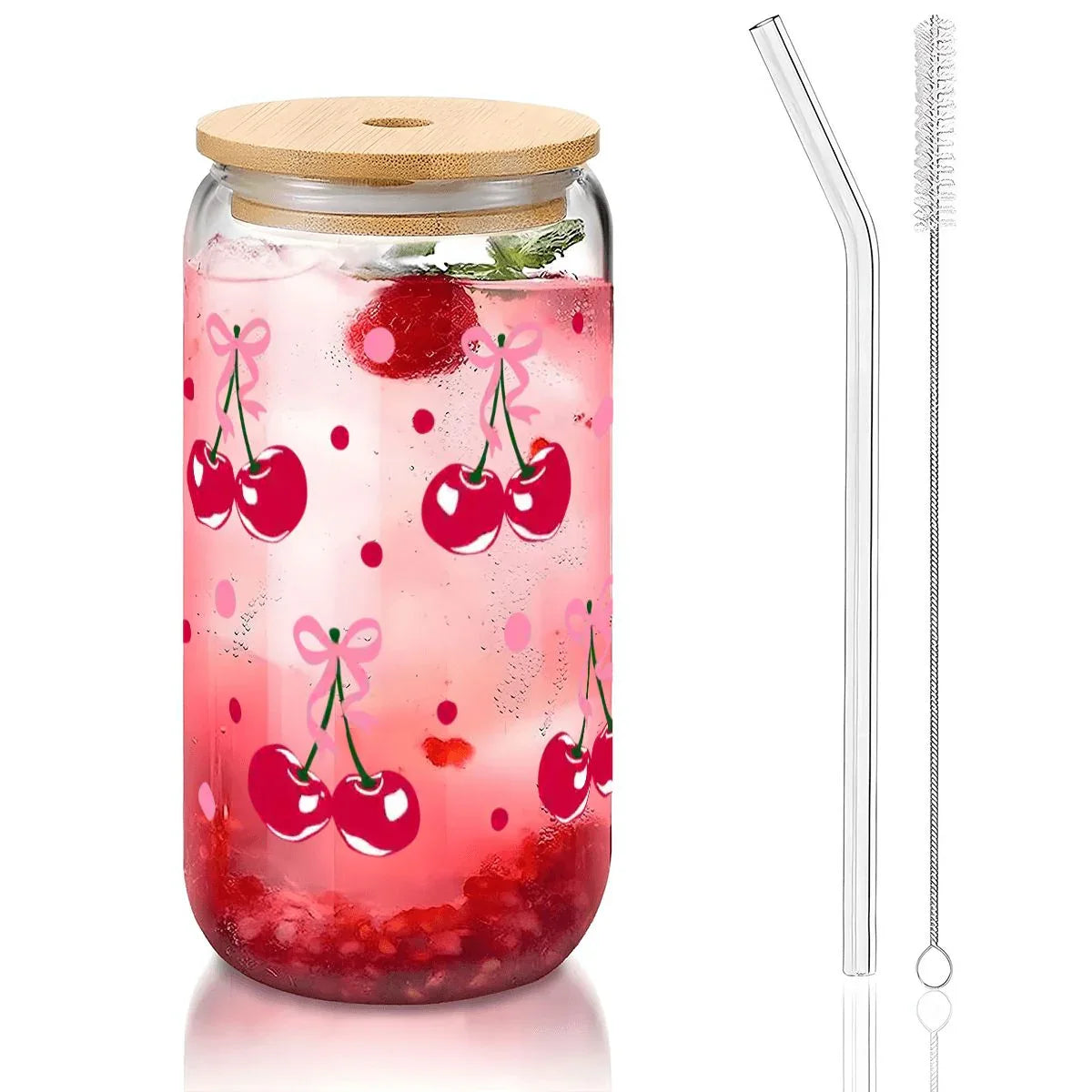 Pretty In Cherries Glass Sipper - Puppy's Aesthetics
