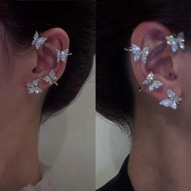 Shiny Zircon Butterfly Ear Clip Without Piercing