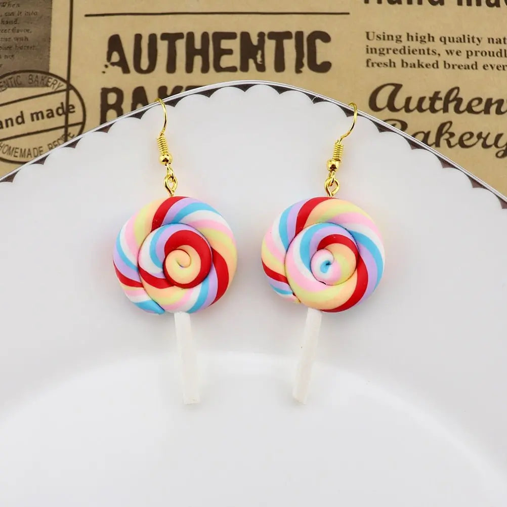 Rainbow Lollipop Drop Earrings gold F