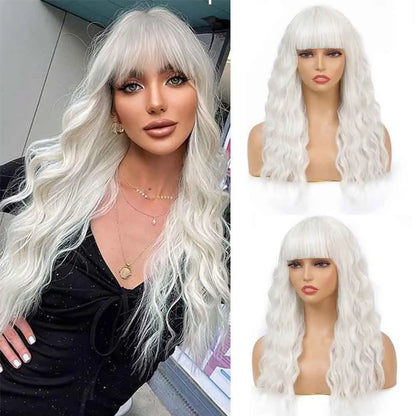 White Wig with Air Bangs White United States 20inches