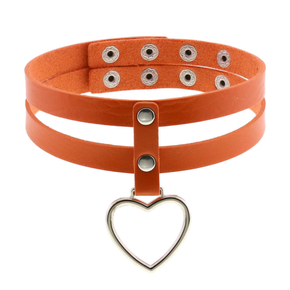 PU Leather Heart Pendant Collar (Colors) - Puppy's Aesthetics