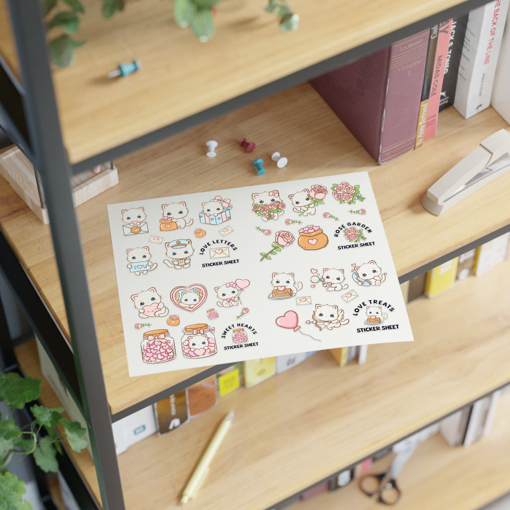 Kawaii Love & Treats Sticker Sheet - Puppy's Aesthetics