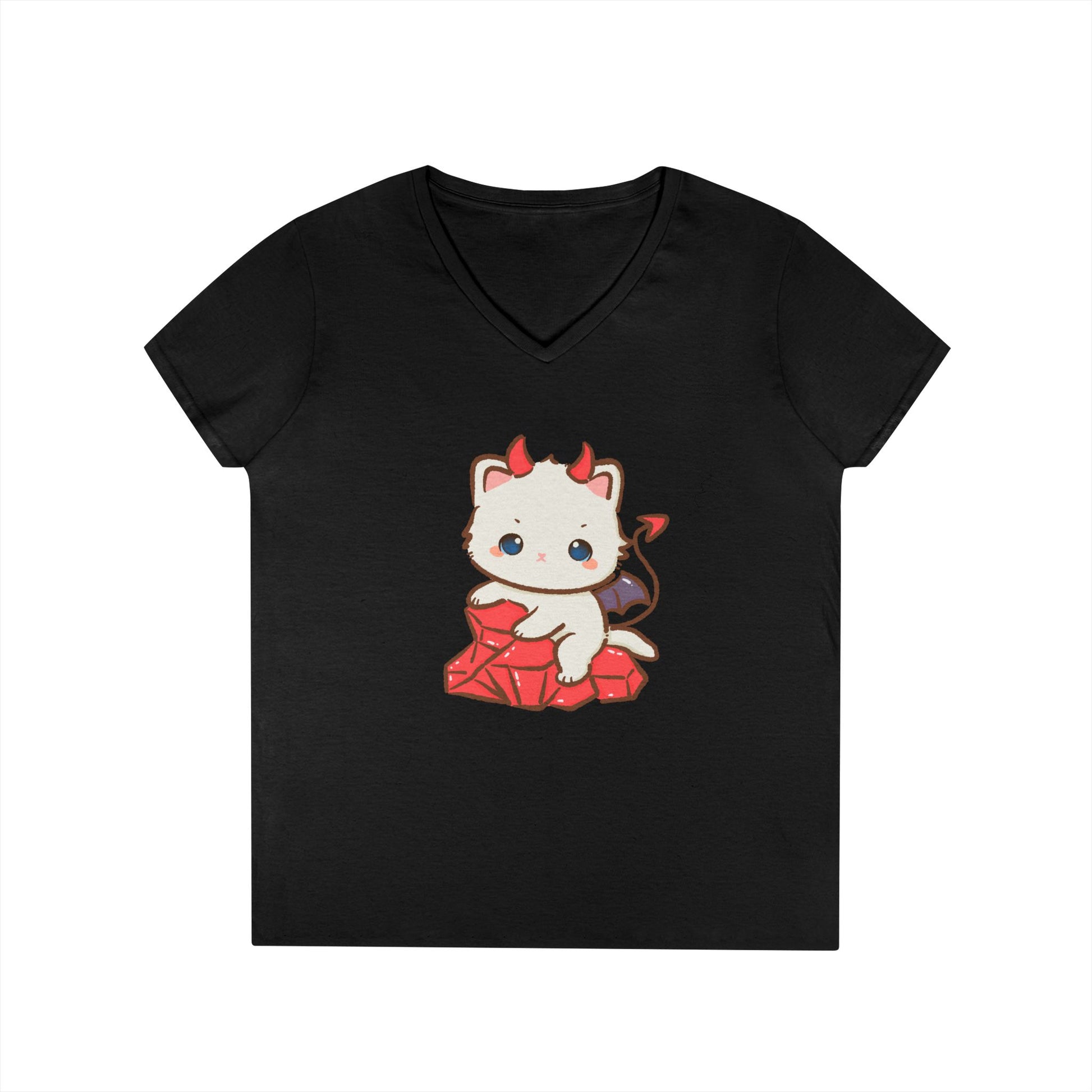 Lil Devil Cat V-Neck Play Tee - Puppy's Aesthetics