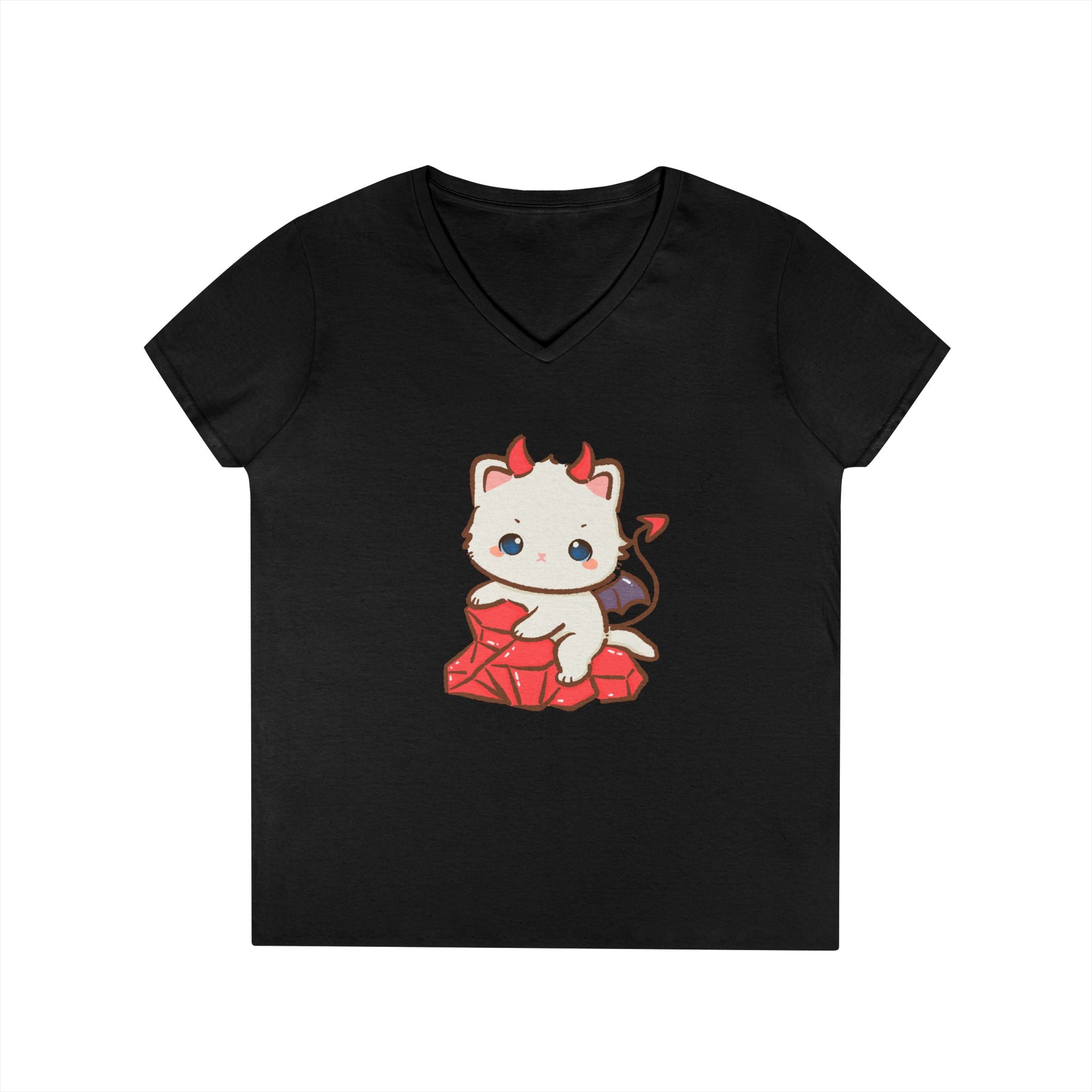 Lil Devil Cat V-Neck Play Tee - Puppy's Aesthetics