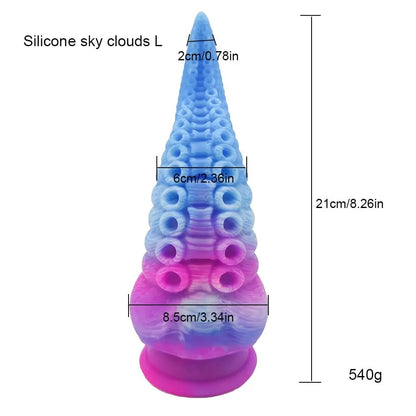 Large Silicone Tentacle Dildo (Colors) Silicone sky cloud L
