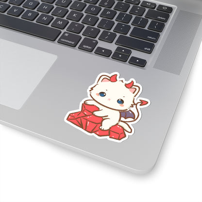 Kawaii Demon Kitty Kiss-Cut Sticker - Puppy's Aesthetics