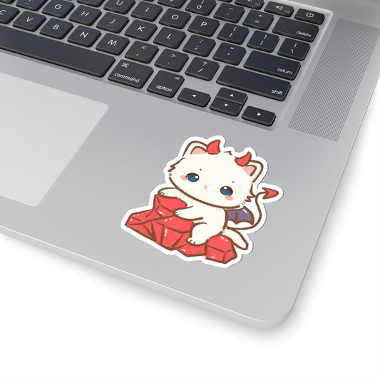 Kawaii Demon Kitty Kiss-Cut Sticker - Puppy's Aesthetics