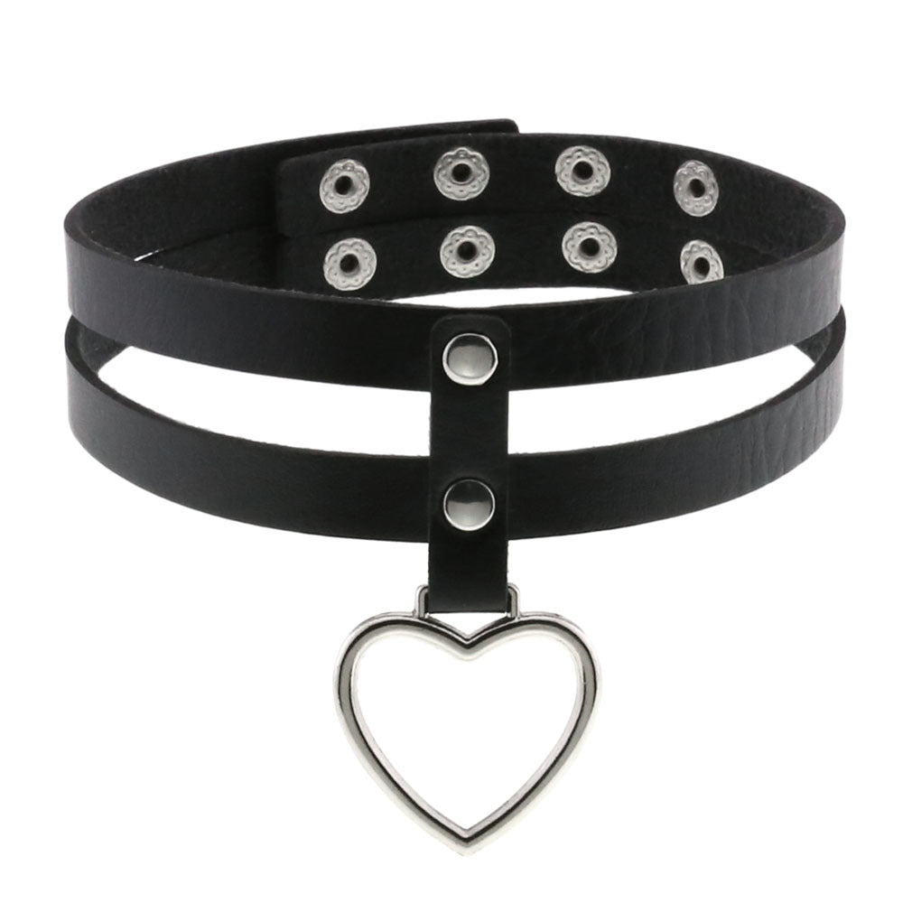 PU Leather Heart Pendant Collar (Colors) - Puppy's Aesthetics