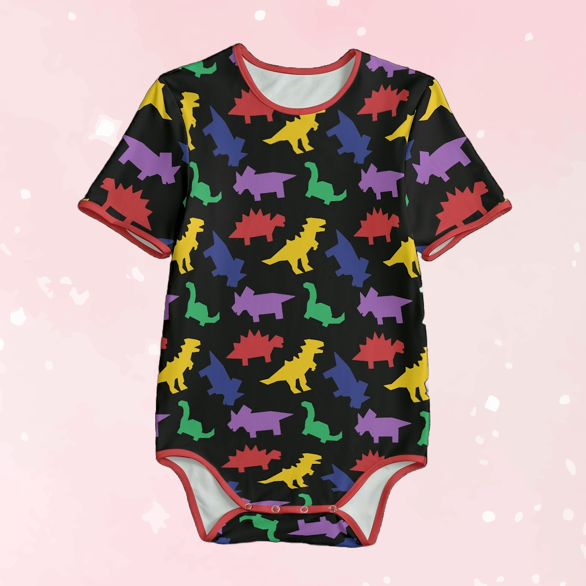 Colorful Lil Dinos Black Adult Unisex Onesie