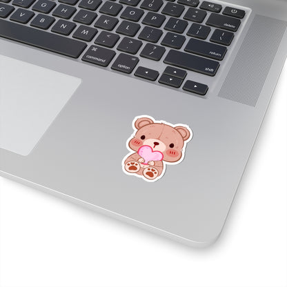 Cute Teddy Bear Heart Kiss-Cut Sticker - Puppy's Aesthetics