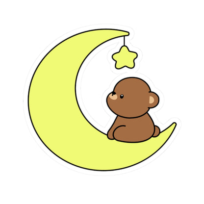 Cute Bear on Moon Kiss-Cut Sticker - Puppy's Aesthetics
