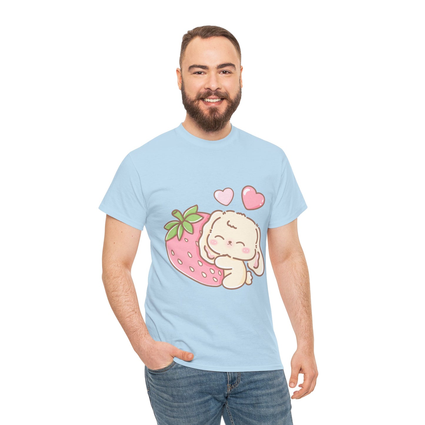 Cute Bunny Strawberry Play Tee - Puppy's Aesthetics
