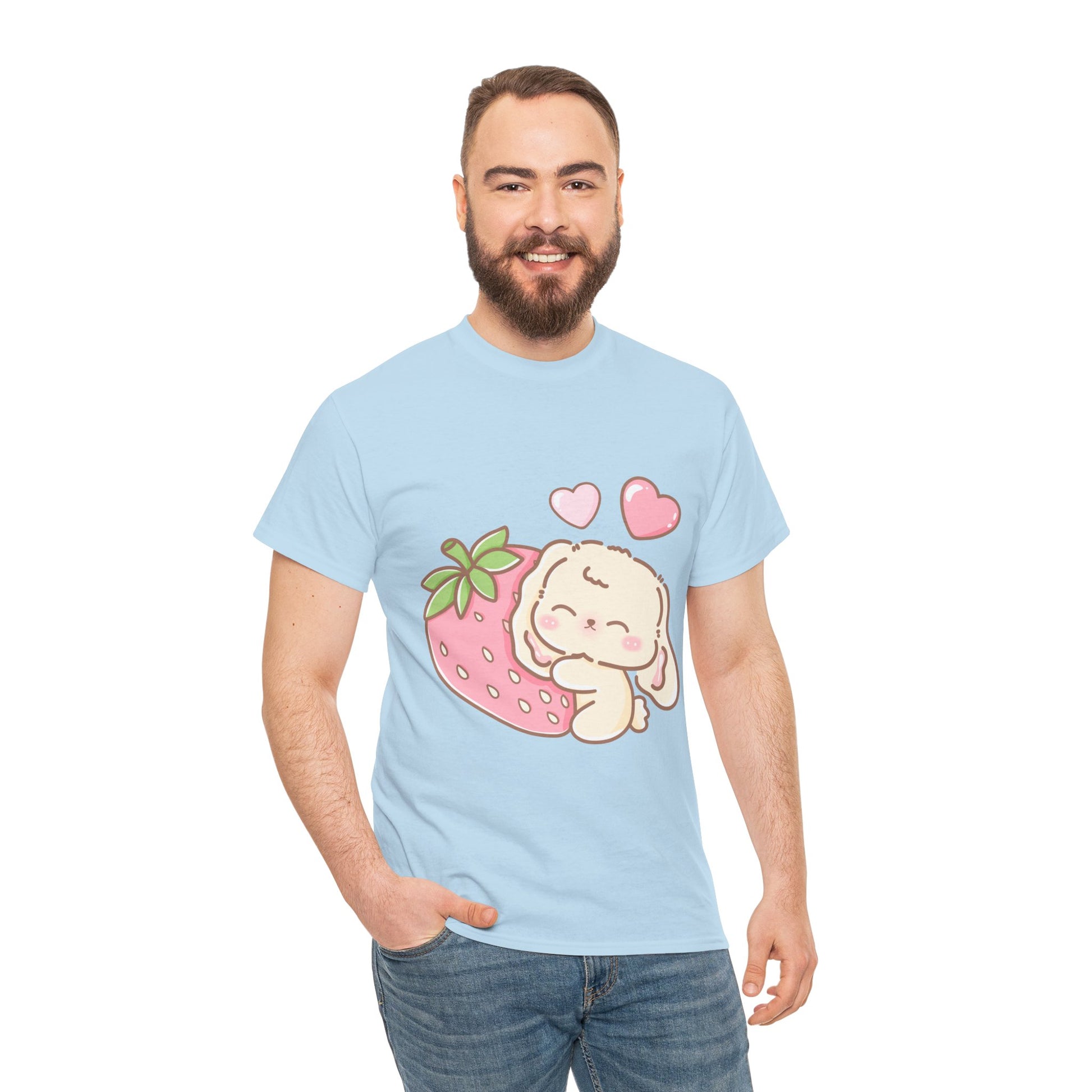 Cute Bunny Strawberry Play Tee - Puppy's Aesthetics