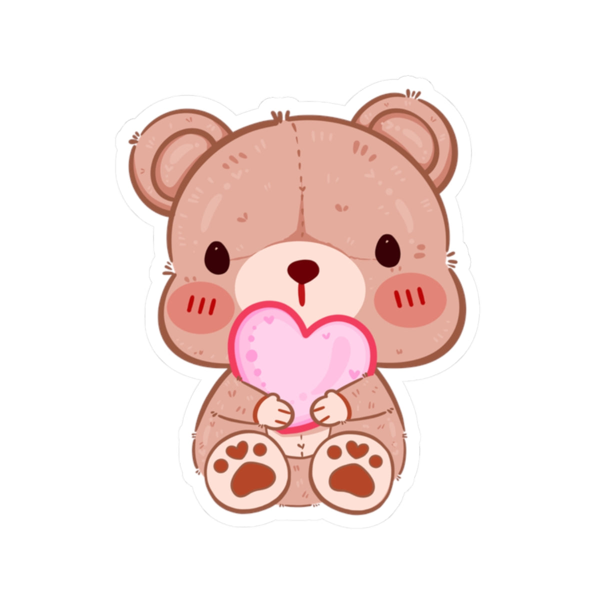 Cute Teddy Bear Heart Kiss-Cut Sticker - Puppy's Aesthetics