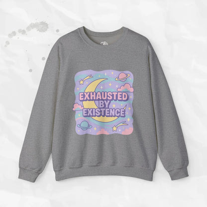 Exhausted by Existence Crew Sweater (Colors) - Puppy's Aesthetics